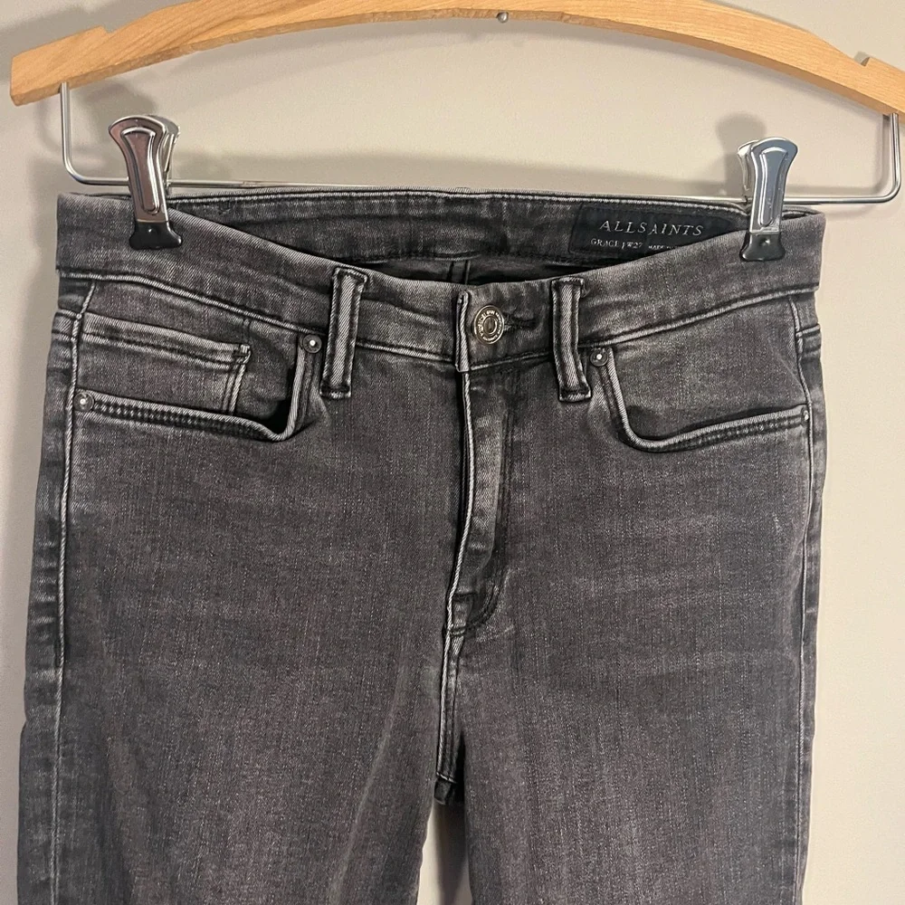 All Saints Grace Faded Black Skinny Jeans Size 27